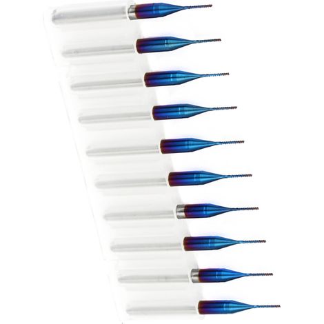 10 pièces fraises à bout conique carbure de tungstène revêtement bleu pour graveur PCB (0.5 mm) (1/5)