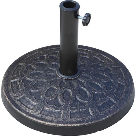 Pied de Parasol, Socle Parasol extérieur en résine 12 kg, pour mât de Ø 38/48 mm, pour Jardin Patio terrasse, Ø 44 x 34H cm, Bronze (1/5)