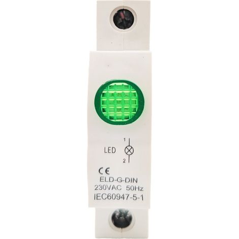 Voyant modulaire LED pour tableau électrique Vert - Tension 230Vac - Montage rail DIN (format disjoncteur) (1/4)