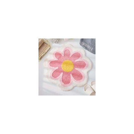 Tappetino da bagno carino 40cm x 40cm (rosa), morbido e soffice a forma di fiore, in microfibra, assorbente, antiscivolo, per WC e vasca da bagno - Crezuo (1/4)