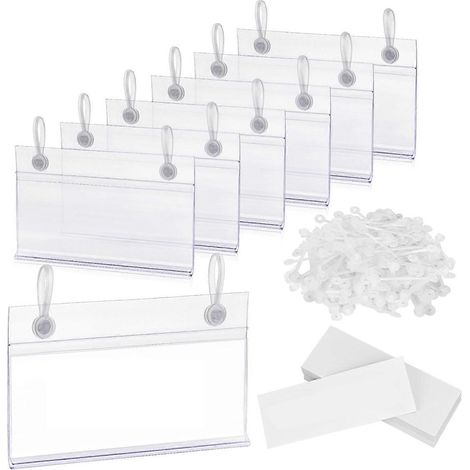 100 Stück transparente Etikettenhalter für Drahtregale mit Preisschildern im Einzelhandel