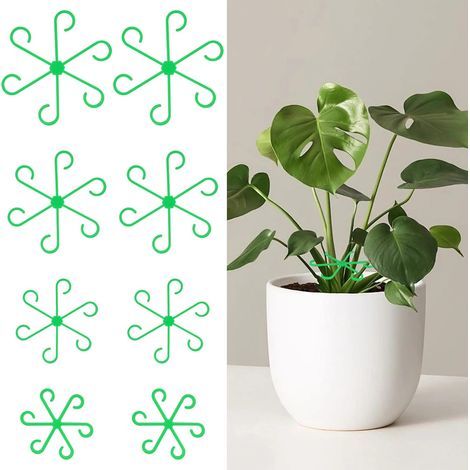 Soportes para tallos de plantas, 8 unidades, 4 tamaños, clips para plantas trepadoras, soportes para estabilización y soporte de hojas, clips de fijación para plantas trepadoras de interior (verdes) (1/5)