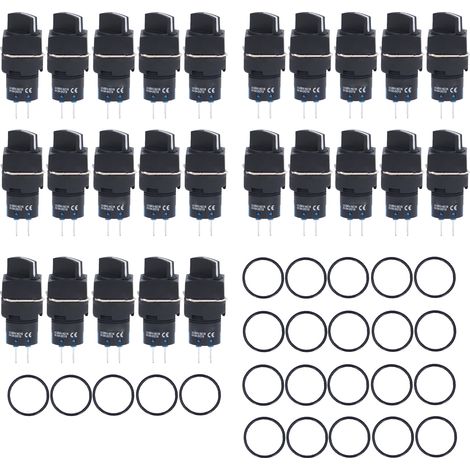 25 pièces bouton rotatif 3 positions auto-verrouillant sélecteur 16mm kit pour équipement (1/5)