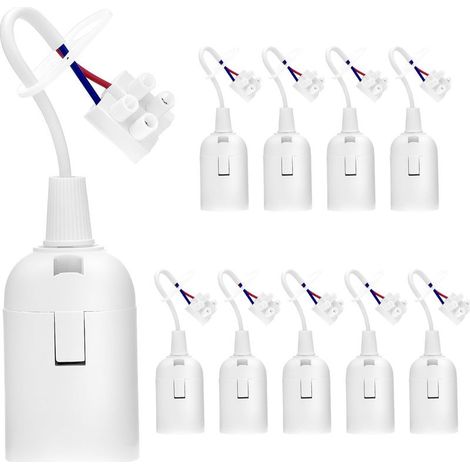 Lot de 10 douilles E27 – Douilles avec câblage, pour rénovation (4 A 250 V) – Conviennent aux chantiers, cuisines et séjours – Blanc (1/5)
