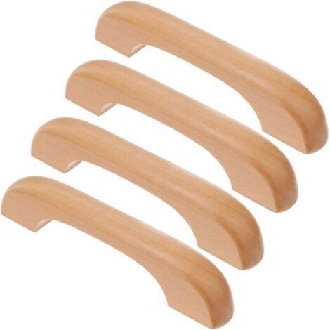 Set of wooden furniture handles, drawer knobs, door handles, cabinet handles, suitable for kitchens, wardrobes, and dressing tables (total length 127 mm, wood color). (1/4)