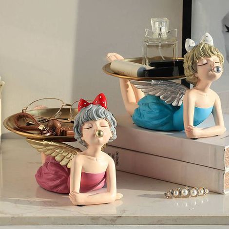 1 rosa Aufbewahrungsornament aus Kunstharz, luxuriöser nordischer Engel, Blase, Mädchen, Hochzeitsgeschenk, Kunsthandwerk