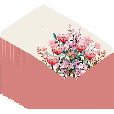 Enveloppe Florale En Papier - 16.1x11.4cm - Pour Invitation Et Carte De Vœux - Lot De 50 (1/5)
