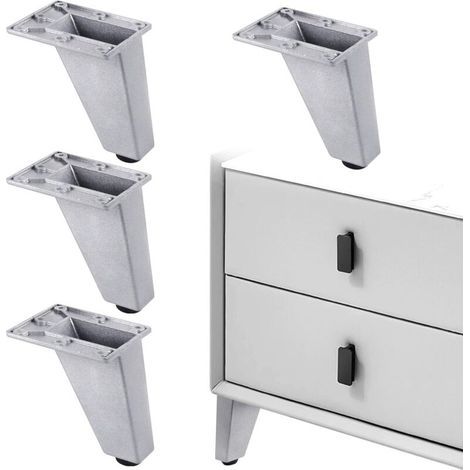 BUNTHAUS Pieds De Table Meuble Canapé - Convient pour Armoire Table Basse TV Et Autres Meubles Hauteur Réglable 4 Pièces 8 X 7 X 6,3 cm Robuste Durable Forte Capacité Aluminium Résistant à Abrasion et (1/5)
