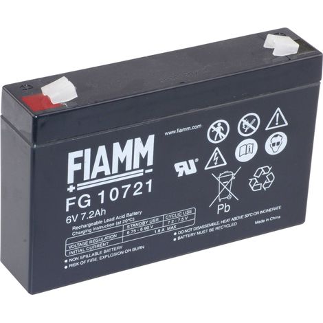 Fiamm PB-6-7,2 FG10721 Batterie au plomb 6 V 7.2 Ah plomb (AGM) (l x H x P) 150 x 100 x 34 mm cosses plates 4,8 mm sans entretien, auto-décharge réd X014721