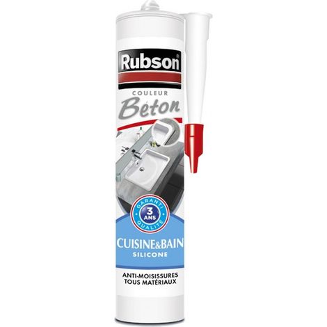 Mastic d'étanchéité cuisine et bain silicone, RUBSON, 280 ml noir (1/4)