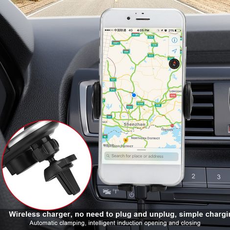 Chargeur de Voiture sans Fil Auto-Détection 5W 7.5W 10W avec Éclairage LED pour iPhone Samsung Qi