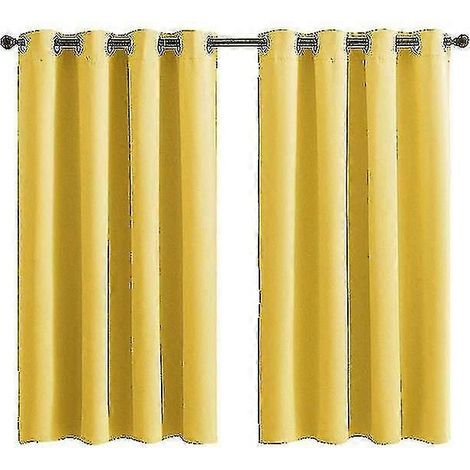 Rideaux occultants jaunes, 2 panneaux avec œillets pour salon (Dimensions : 55 x 96 cm) (1/5)