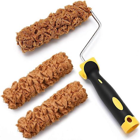 Ensemble de rouleaux à peinture, ensemble de 3 rouleaux à peinture en éponge texturée, rouleau à motif texturé de 15 cm avec support. (1/5)