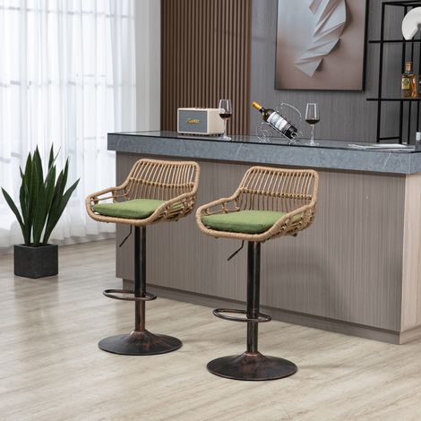 sedia girevole regolabile 49x48x89-109 cm lino verde OKMYHOME (1/5)