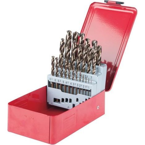Coffret de 25 Forets HSS Cobalt Meulés, Ø1,0-13,0 mm - boite de foret metaux - Angle de Pointe de 130° et Dureté Jusqu’à 1100 N/mm2 (1/5)