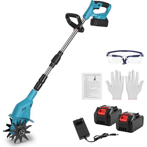 Randaco Motoculteur électrique Motoculteur Cultivateur Bêcheuse pour jardin et potager, Bleu et noir 550 W (1/5)
