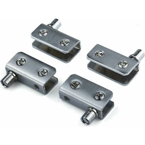 Furniture hinge, glass door hinges, 90° pivot hinge, drill-free glass, stainless steel, fits 5-8mm glass, pack of 4 (1/5)