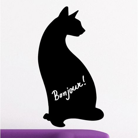 Sticker ardoise tableau noir - stickers muraux adhésif effaçable - CHAT II - 35x19cm (1/3)