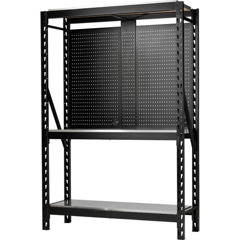 Draper 32478 BUNKER 17 Piece Modular 3 Tier Racking with Stainless Steel Shelving and Pegboards, 1500mm (1/2)