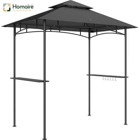 HOMAIRE Grillpavillon LED avec toit double couche, étagères latérales, protection UV, résistant à l'eau et ininflammable, pour jardin et BBQ