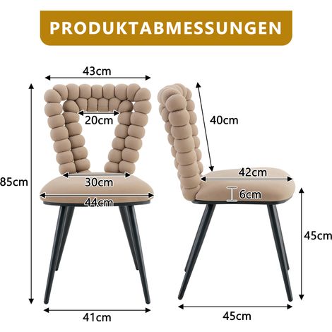 Fauteuils de table en velours beige doré (pack de 2) – Assise à dossier perforé en triangle, jambes en acier noir mat, solides pour cuisine, entrée et séjour (1/5)