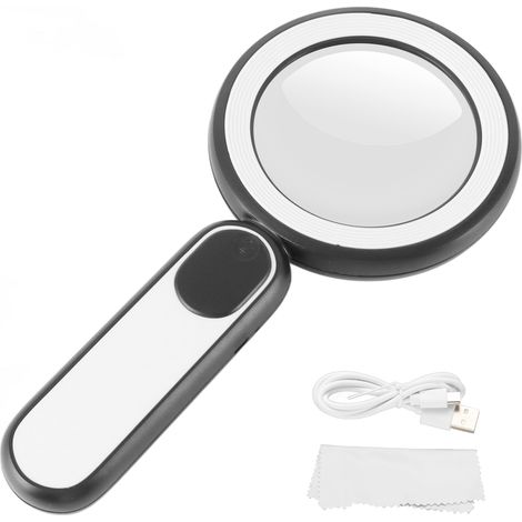 Ortviai Loupe de lecture rechargeable 8X avec éclairage LED 21 lumières, 3 modes, lentille en verre optique, noir/blanc (1/5)