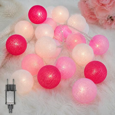 Guirlande Lumineuse Coton Boules Avec Prise - 3,8M 20 LEDs Chaîne Lumière pour Chambre Rideau Fête Noël Anniversaire Halloween Mariage Chambre de Bébé Romantique Décor (1/5)