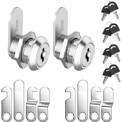 2 Pièces Serrure Boite Aux Lettres 16mm, Barillet Boîte aux Lettres, Chacune avec 4 Clés et 5 Plaques de Verrouillage Différentes, Serrure de Sécurité de Came pour Casier, Classeur