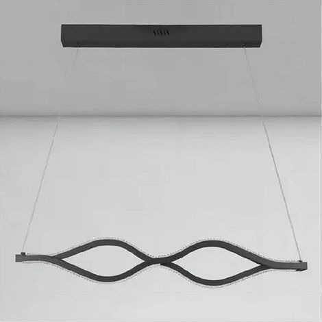 TRADE SHOP - Lampadario A Sospensione Led 58 Watt Onda Infinito Cristallo Ondulato Nero 32132 -