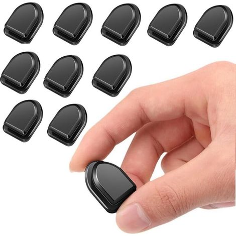 Set di 10 ganci adesivi multifunzionali per auto, spazio per chiavi, cavi USB, auricolari, portacavi, decorazione per veicoli (nero) (1/4)