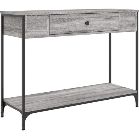 Meuble console d'entrée moderne table d'appoint avec tiroirs 100 x 34,5 x 75 cm bois d'ingénierie gris et métal DEC032196