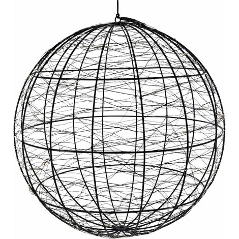 Suspension boule noire leds effet lumineux intérieur extérieur - noir effet lumineux blanc led (1/3)