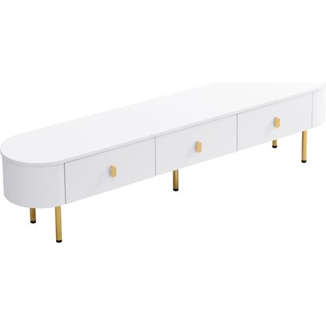Mobile TV con 3 cassetti bianco e dorato in MDF, 174 cm (1/5)