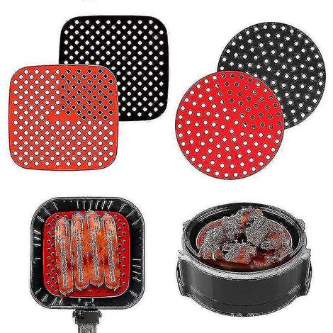 Tapis de cuisson en silicone lavables et réutilisables pour friteuse à air, antiadhésifs et résistants.-Round 9 Inches