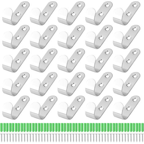 Ensemble de crochets multifonctions 25 pièces en acier inoxydable, crochets de bâche pour accessoires de remorque, crochets muraux à visser, crochets de fixation pour bâche, petits crochets (1/4)