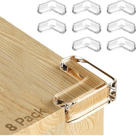 Protecteurs d'angle de bureau pour bébé, 8 pièces protecteurs d'angle de bureau pour bébé à angle droit, protecteurs d'angle de bureau pour bébé pour meubles, bureau, maison, école, avec adhé (1/4)