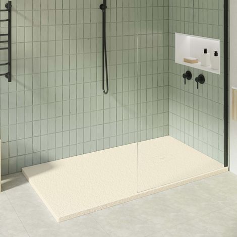 Piatto doccia in resina Obi 90x160 sabbia RAL 1013 con sifone (1/5)