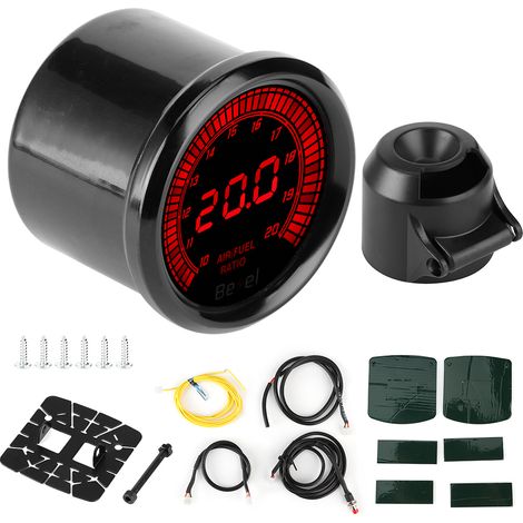 Accessorio per strumenti per auto con indicatore del rapporto aria/carburante nero a 7 colori da 52 mm (1/5)