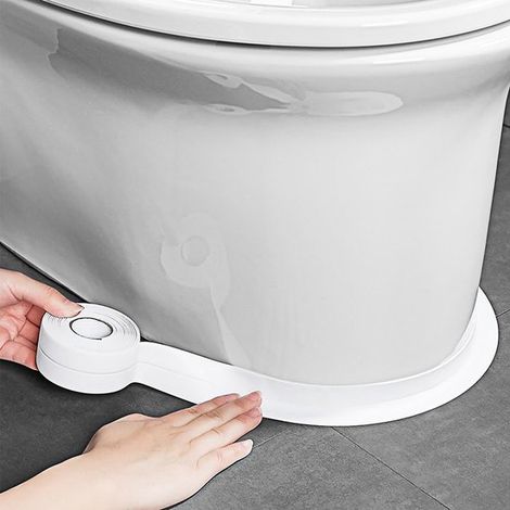 Cinta selladora impermeable, encimeras, baño, lavabos, duchas, bañeras e inodoros con herramienta de sellado (3,8 cm x 3,2 m) (1/5)