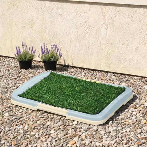 Toilette pour chien avec tapis en gazon synthétique vert 63 x (1/5)