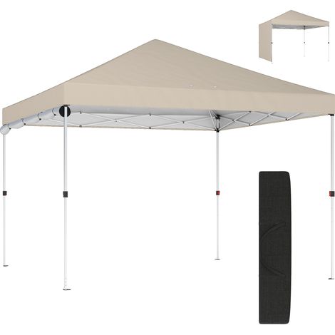 Faltpavillon 3x3 m mit Seitenwand, aus Metall und Oxford-Gewebe, Beige