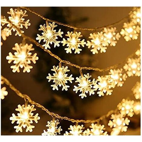 Lichterkette mit Schneeflockenmotiv, 6 m, 40 LEDs, für drinnen und draußen, zur Dekoration von Zuhause und Partys, als Weihnachtsgirlande, Weihnachtsbaumschmuck, Lichterkette