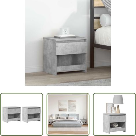 vidaXL Coffre - Tables de chevet 2 pcs Gris béton 40x30x39 cm Aggloméré (1/5)