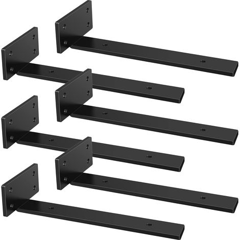 6pcs Supports d’étagère robustes, 30CM Supports d’étagère flottants invisibles L, supports d’étagère en métal industriel, supports pour étagères (noir) (1/5)