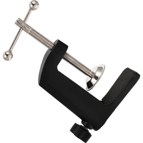 Pince de Table en Métal Épais Base Fixe Noire, Clip Multi-usage Antidérapant pour Lampe de Bureau, Accessoire Pratique pour Maison et Dortoir (1/5)