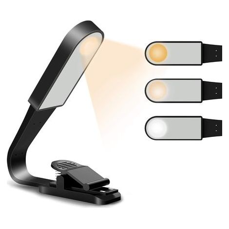 Lampada da lettura, lampada da lettura ricaricabile USB con sensore touch, luce per libro con 3 modalità di luminosità regolabili Eye-Care, clip flessibile per leggere a letto e in viaggio (1/5)