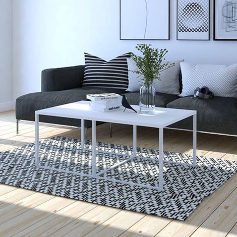 Mesa de Centro Livasi, Forma Rectangular, Color Blanco, Material de Tablero en Madera Melamina, 102x67x46h cm Blanco (1/3)