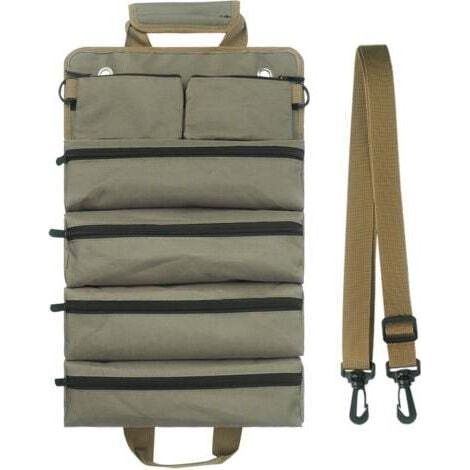Werkzeugtasche zum Aufrollen für Damen und Herren, strapazierfähiger und wasserdichter Werkzeugorganizer mit Rollen, multifunktionaler Schultergurt, robuste und tragbare Tasche mit Rollen, grün