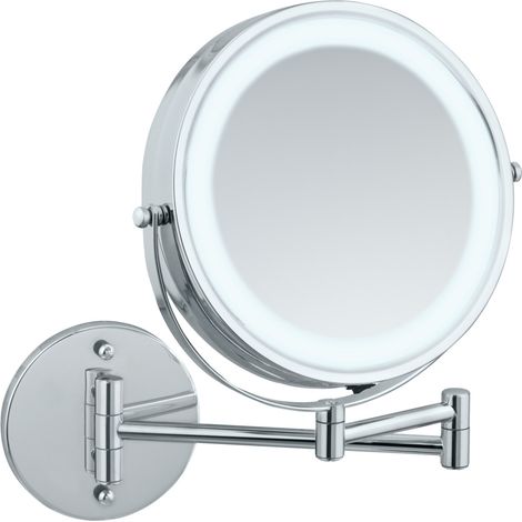 Wenko – Miroir grossissant mural lumineux – Grossissant x5 – Éclairage LED haute efficacité – Fixation Power-Loc sans perçage – 25,5 x 32 cm (1/5)