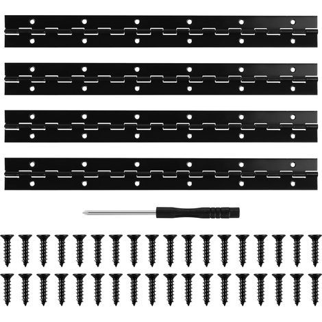 4 Pcs Charniere Piano, 300 x 30 mm Charnières Pliables, Charniere Porte Lourde, Charnières de Portes à Bande pour Piano Porte Armoire Meuble, avec Vis et Tournevis(Noir) (1/5)